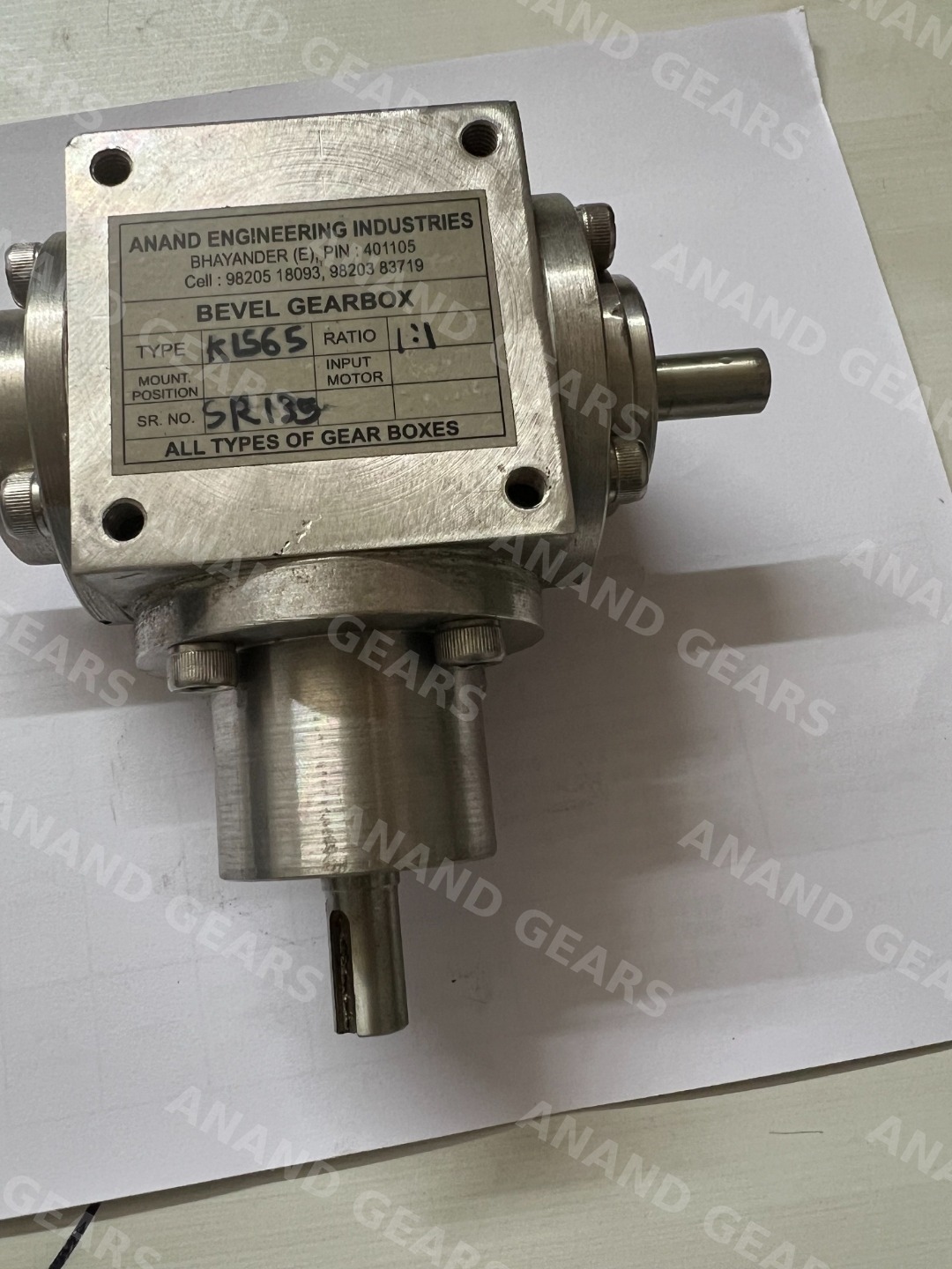 Stainless steel bevel gearbox