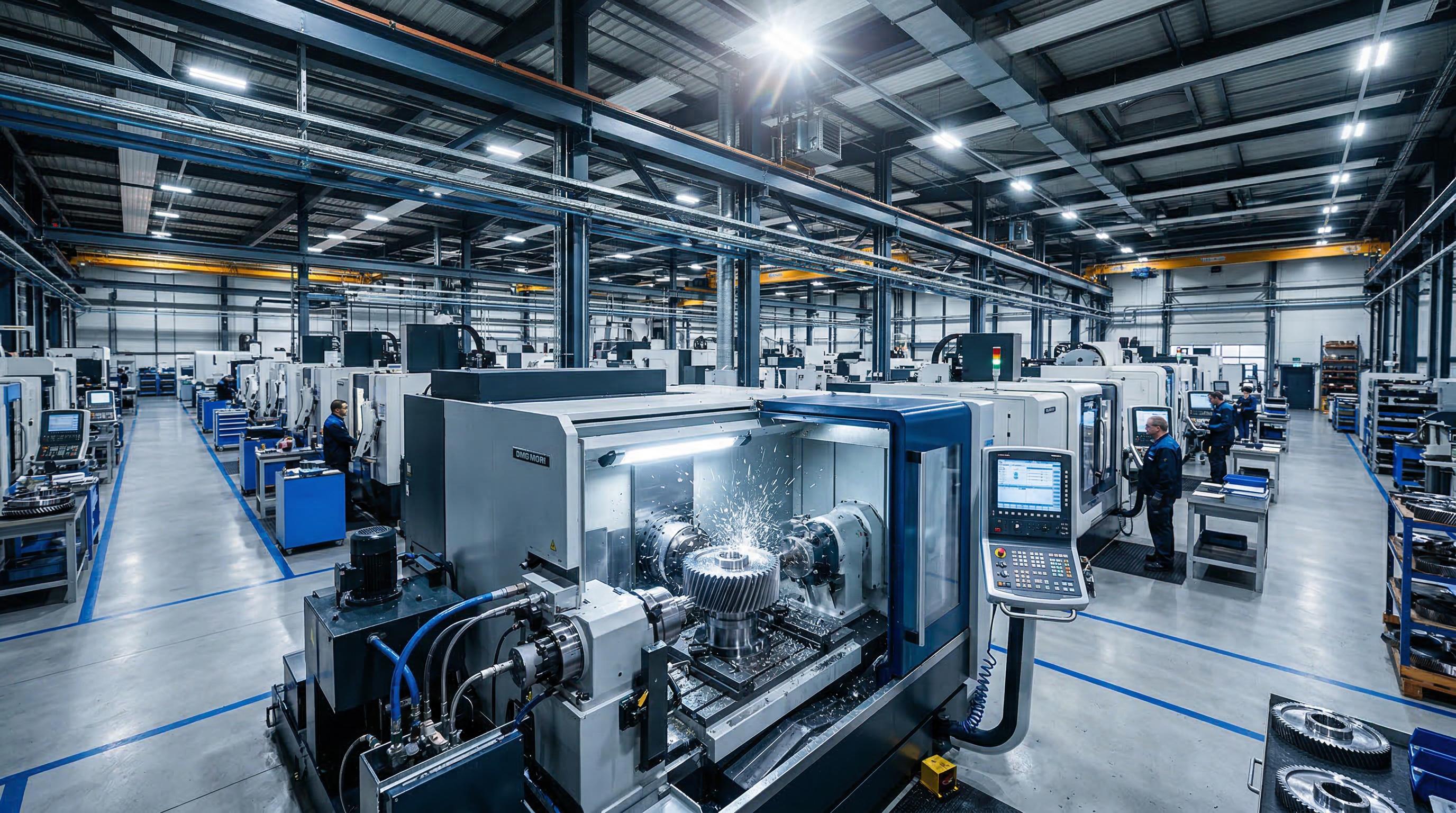 CNC gear manufacturing facility with precision machining