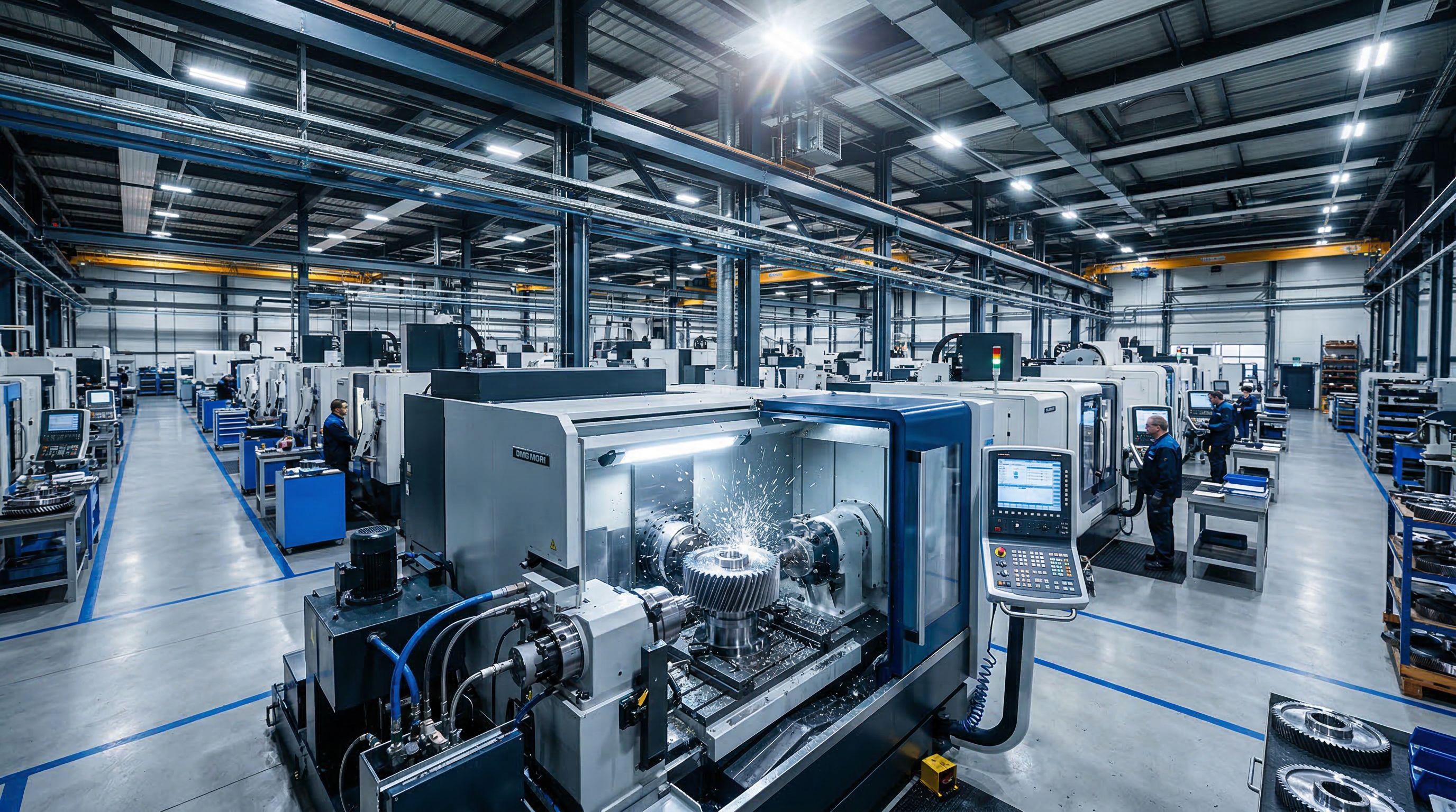 CNC gear manufacturing facility with precision machining
